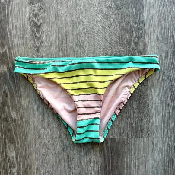 Trina Turk Lurex Stripe Bikini Bralette Top Pastel Stripe Swim Size 6 Pink Teal - Picture 6 of 16